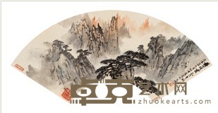 宋文治 1978年作 黄山晴云 扇面镜心 18X52cm